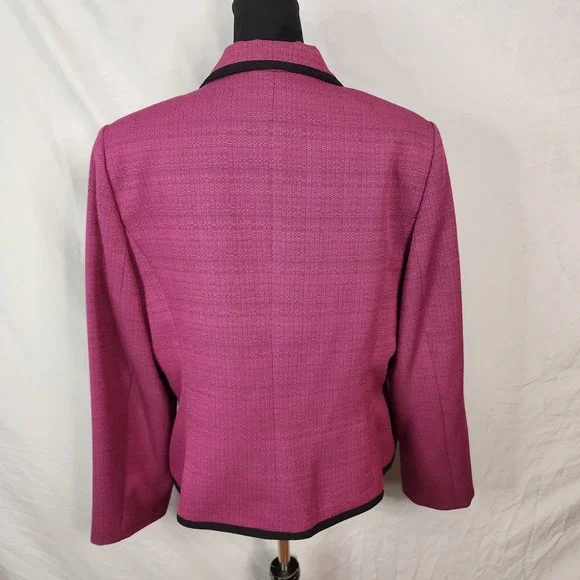 LE SUIT Size 18 Fuschia Pink Black Tailored Single Breasted Office Work Blazer - Picture 6 of 12